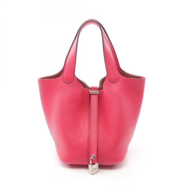 HERMES Picotin Lock PM Handbag A Clemence leather Rose extreme Used Women SHW