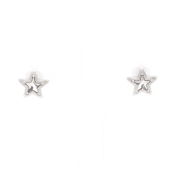 JIMMY CHOO JC Star Studs Pierced Earrings Stainless Steel crystal Used Women