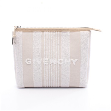 GIVENCHY Logo Clutch bag BK60EAK1YD Suede Pile White Beige Used Women