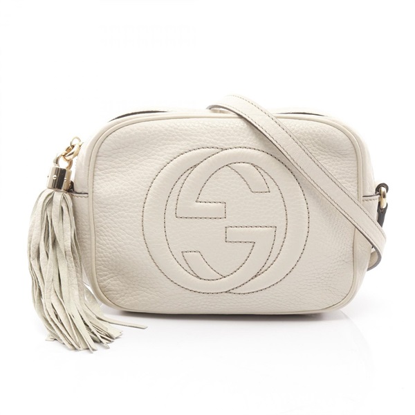 GUCCI Soho Disco Interlocking G Crossbody Shoulder Bag 308364 leather White Used