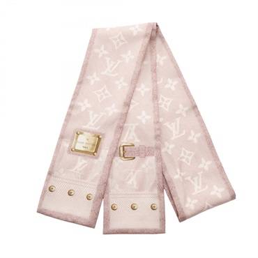 LOUIS VUITTON Bandeau Scarf long echarpe M72339 silk New Denim Rose clair LV