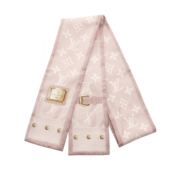 LOUIS VUITTON Bandeau Scarf long echarpe M72339 silk New Denim Rose clair LV