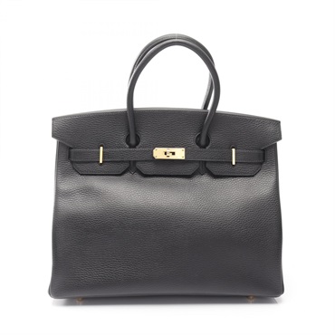 HERMES Birkin 35 Handbag Ardennes leather Black Used Women G GHW