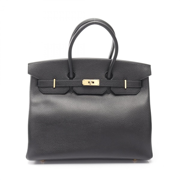 HERMES Birkin 35 Handbag Ardennes leather Black Used Women G GHW