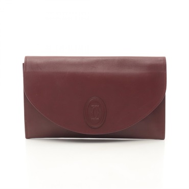 CARTIER Must Line Clutch Business bag leather Bordeaux Used Women
