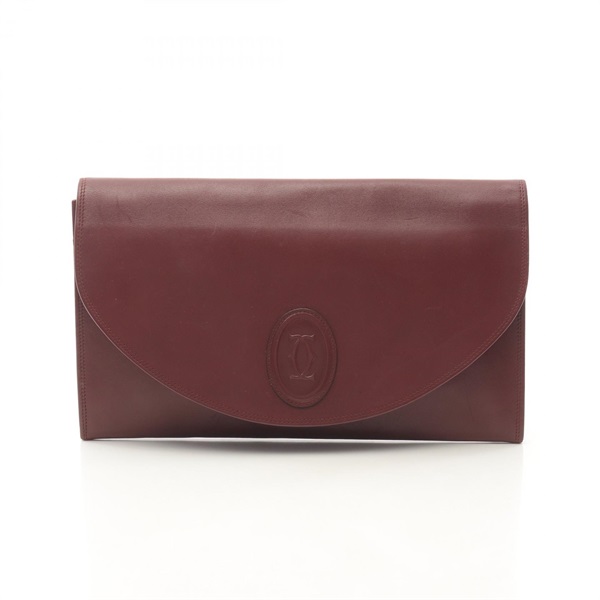 CARTIER Must Line Clutch Business bag leather Bordeaux Used Women