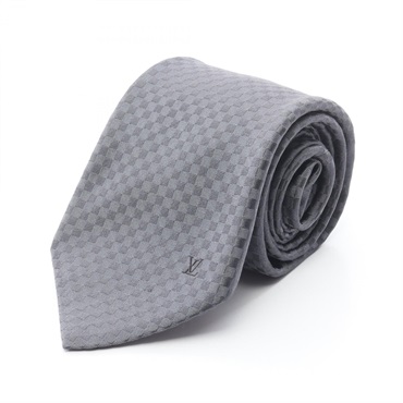 LOUIS VUITTON Tie silk Damier Gray Gres Used mens