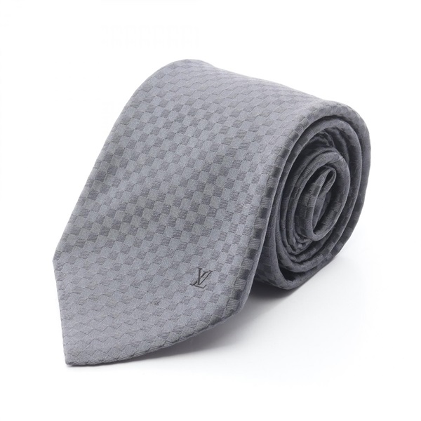 LOUIS VUITTON Tie silk Damier Gray Gres Used mens