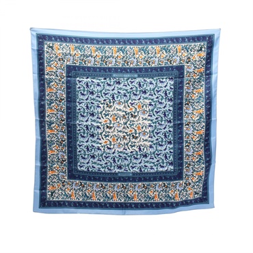 HERMES Carre90 CHASSE EN INDE Scarf silk Blue Multicolor Used Women
