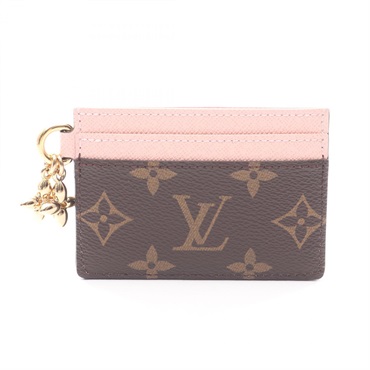 LOUIS VUITTON Porte Cartes LV Charm Card Case M82739 leather Monogram Brown Pink