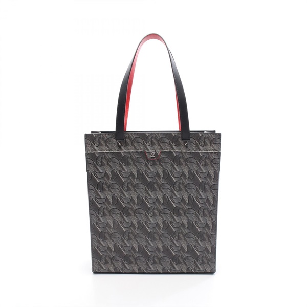 Christian Louboutin RUIS TOTE Bag PVC coated canvas leather Gray Black Used mens