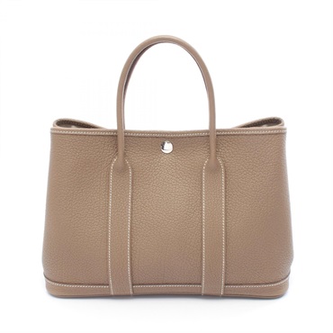 HERMES Garden Party TPM Tote Bag 051568CK-18 Negonda leather Etoupe Grey Used R