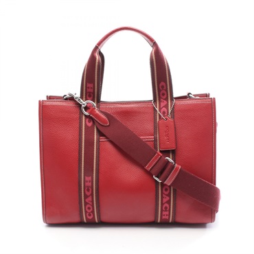 COACH Smith Tote Shulder Crossbody Bag CM067 leather Red Used Women