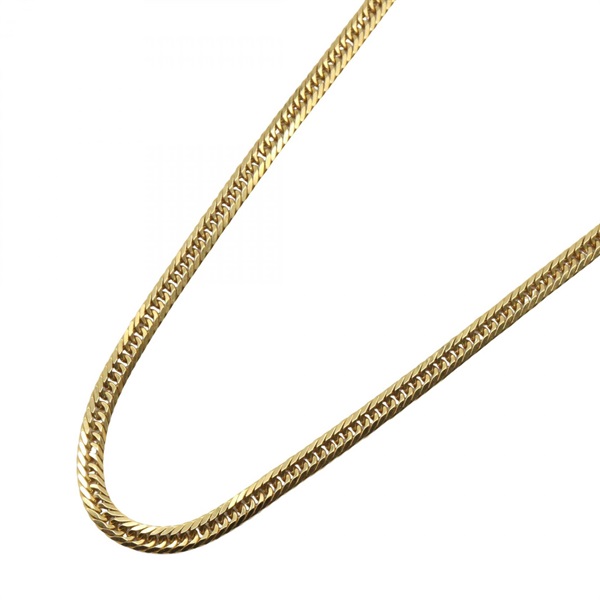 JEWELRY Triple 8 Side Flat Link Curb Chain Necklace 18KYG Yellow Gold Used 55㎝