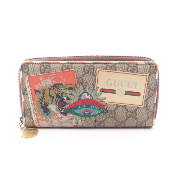 GUCCI Courrier GG Supreme Around long wallet purse 473909 Beige Multicolor Used
