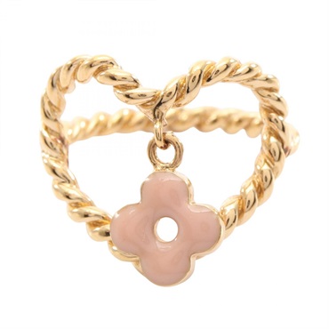 LOUIS VUITTON Bague Coeur Sweet Monogram Ring Gold Plated Pink Used Women #8.25