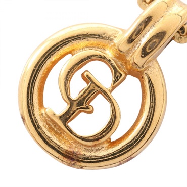 Christian Dior CD logo Necklace Pendant Gold Plated Used Women