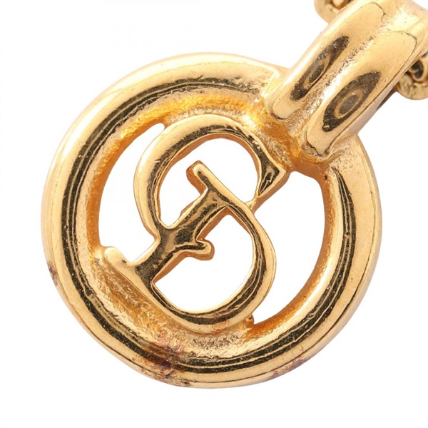 Christian Dior CD logo Necklace Pendant Gold Plated Used Women