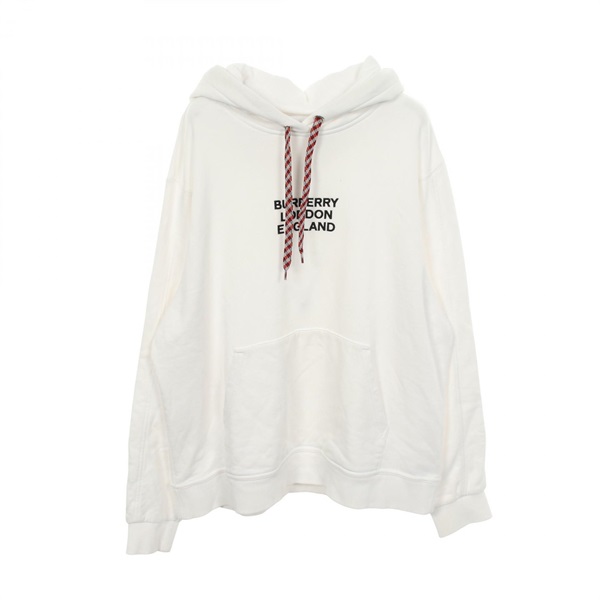 BURBERRY Logo Embroidery Hoodie Sweatshirt cotton White Used mens size L