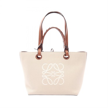 LOEWE Anagram Tote Shoulder Handbag A717S72X06 canvas leather Beige Brown Used