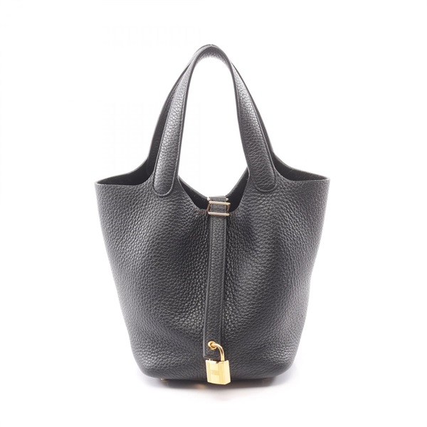 HERMES Picotin Lock PM tote Handbag U Taurillon Clemence Black Used Women GHW