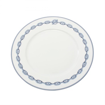 HERMES Chaine dancre plate Tableware Pottery White Blue Used Women