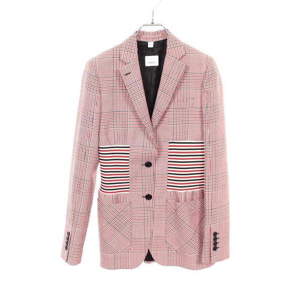 BURBERRY Plaid Tailored Jacket 8037330 wool Red White Black Used Women #UK4