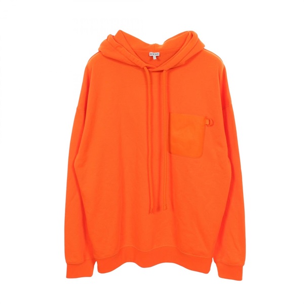 LOEWE Anagram leather patch pocket Hoodie sweatshirt #S cotton Orange Used mens