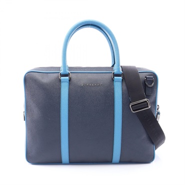 BURBERRY Shoulder crossbody Hand Business bag leather Navy Blue Used mens