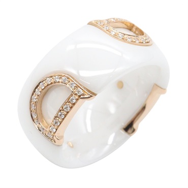 Damiani D.Icon Diamond Ring 18KRG Rose Gold Ceramic Used Women US size #6.5 #53