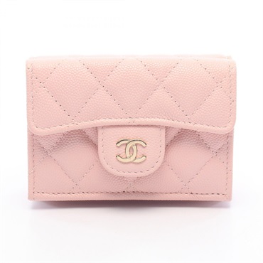 CHANEL Classic Small Flap Matelasse Tri-fold Wallet AP0230 leather Pink GHW Used