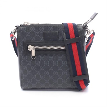 GUCCI GG Supreme small MessengerShoulder Bag 523599 canvas leather Black Used