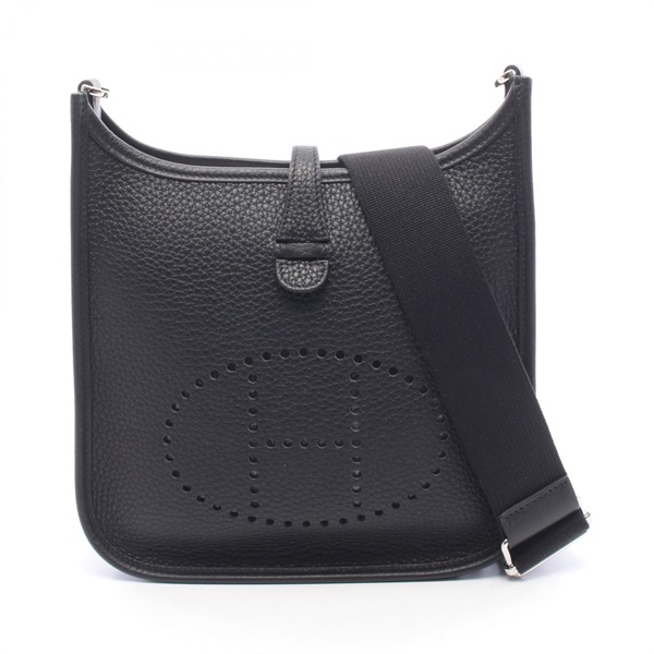 HERMES Evelyne23 Shoulder Bag Clemence leather Black Preowned Women SHW K