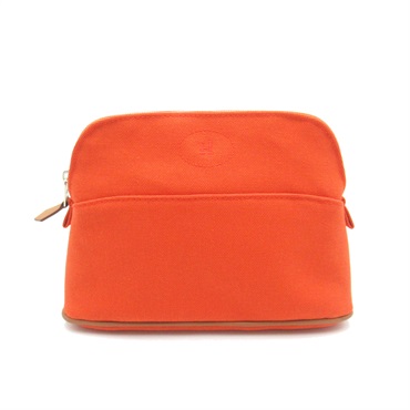 HERMES Bolide Pouch mini canvas SHW Orange Used Women