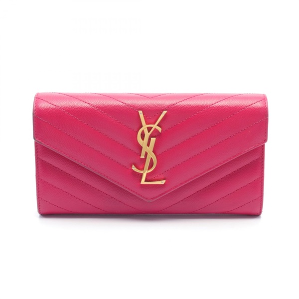 SAINT LAURENT PARIS Bifold long wallet purse leather Pink Used