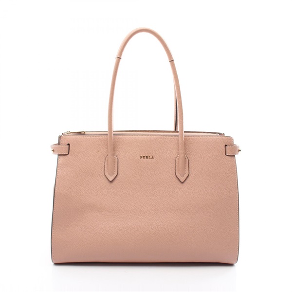 Furla Tote Bag leather Pink Used Women logo