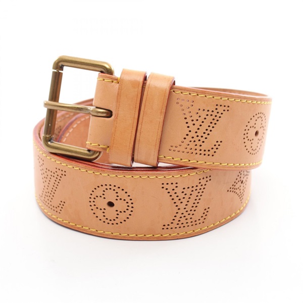 LOUIS VUITTON Ceinture Perfo belt M6939V Monogram Mahina leather Beige Used mens