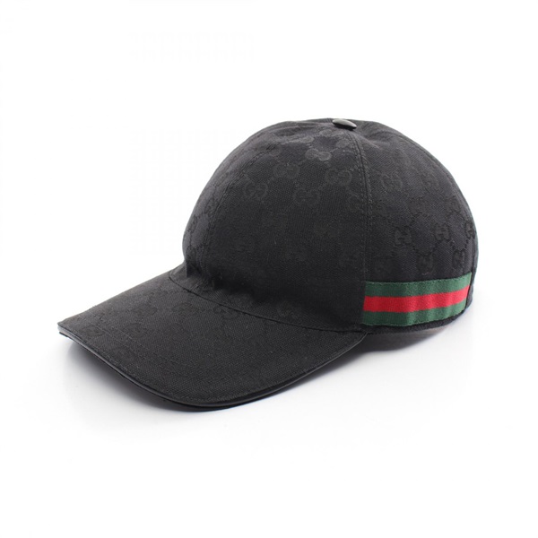 GUCCI GG canvas webline cap 20035 Black Used unisex #58