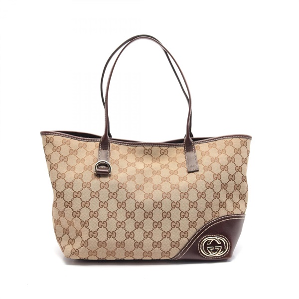 GUCCI New Britt GG Canvas Shoulder Tote Bag 169946 leather Beige Brown Used