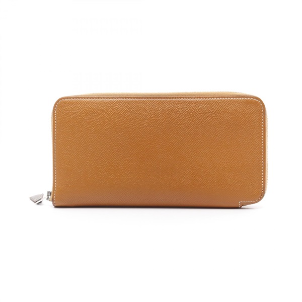 HERMES Azap long SilkIn Around zip wallet X Epsom Gold Used SHW