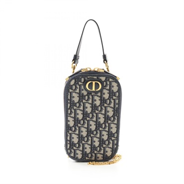Dior 30 Montaigne Call'in Dior Shoulder Bag canvas leather Beige Navy Used Women