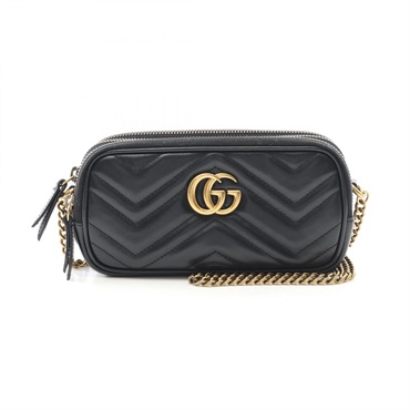 GUCCI GG Marmont Crossbody Chain Shoulder Bag 546581 Leather Black Used