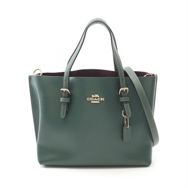 COACH MOLLIE TOTE 25 Shoulder Handbag H22200 leather Green Used Women