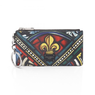DOLCE & GABBANA coin purse zip Card Case leather Black Multicolor Used mens
