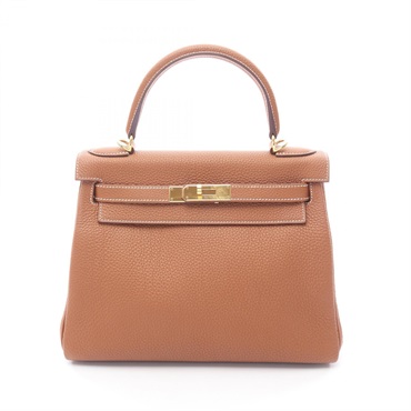 HERMES Kelly 28 shoulder Handbag B inside stitched Togo leather Gold Used GHW