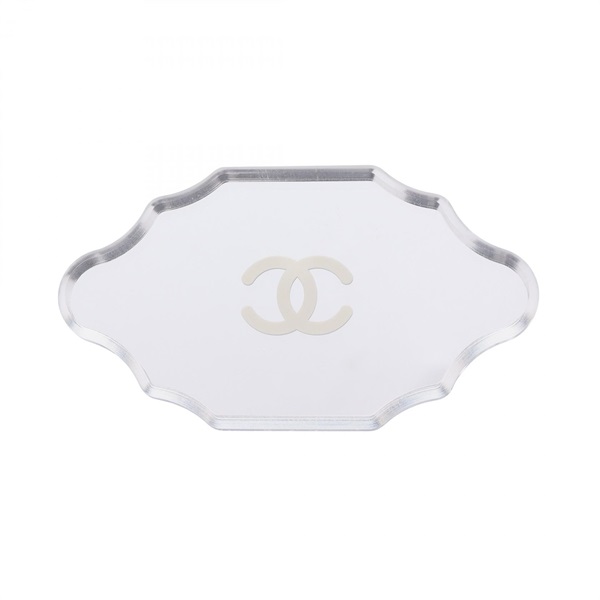CHANEL COCO Mark Mirror Brooch Stainless Steel Plastic Used Women CC Logo