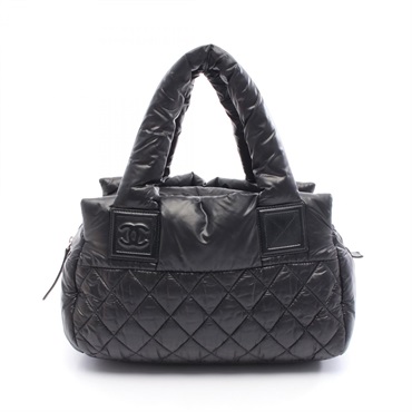 CHANEL Cococoon Handbag A48619 Nylon leather Black Used Women SHW