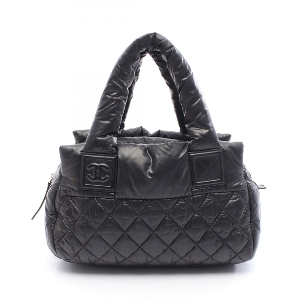 CHANEL Cococoon Handbag A48619 Nylon leather Black Used Women SHW