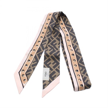 FENDI WRAPPY FF pattern Scarf Wrap Stole silk Brown Pink Used Women