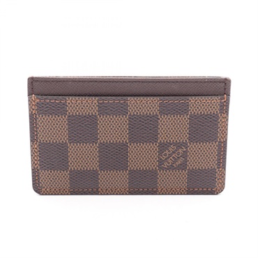 LOUIS VUITTON Porte Cartes Simple Card Case N61722 Damier leather Ebene Used